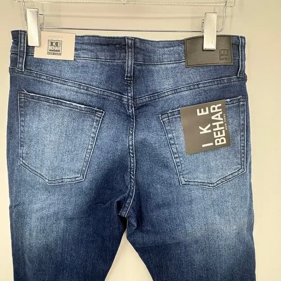 Ike Behar jeans men's size 32/30 slim straight blue denim medium wash NEW